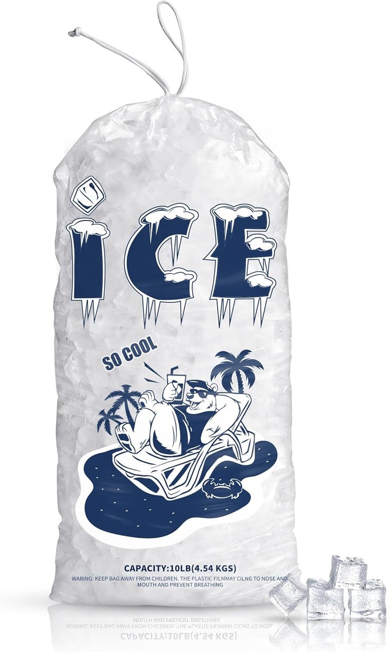 FireKylin 50 Pack Ice Bags 10 lb, Heavy-Duty Ice Bags with Drawstring(2 Mils Thickness) - Image 1